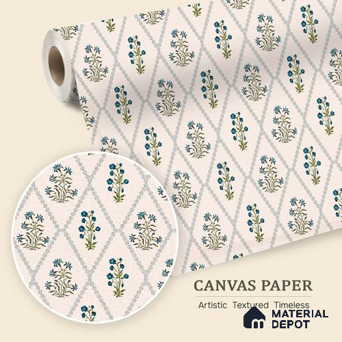 Radiant Hand-Drawn Geometric Flowers Wallpaper Intertwined with Flourishing Florals | WP 05267 Canvas | 250 GSM WP01CNF Paper | (MOQ = 30 Sq. Ft.)