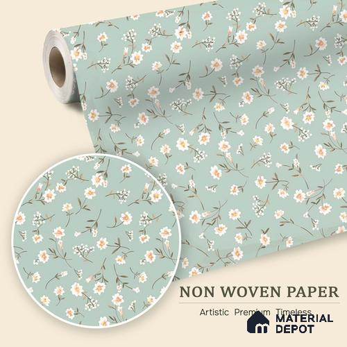 Sweet Bloom Textile Illustration Wallpaper Featuring Playful Cute Floral Motifs | WP 05274 B Non Woven | 150 GSM WP01MTF Paper | (MOQ = 30 Sq. Ft.)