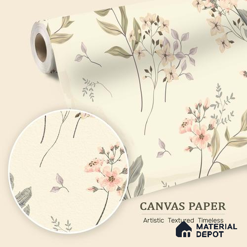 Romantic Vintage Floral Elegance Wallpaper Captured in an Abstract Seamless Design | WP 05277 Canvas | 250 GSM WP01CNF Paper | (MOQ = 30 Sq. Ft.)