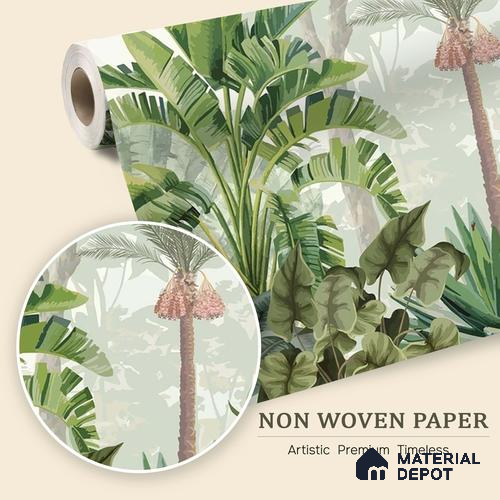 Tropical Bliss Wall Mural Wallpaper with Lush Plants and Exotic Details | WP 05281 B Non Woven | 150 GSM WP01MTF Paper | (MOQ = 30 Sq. Ft.)
