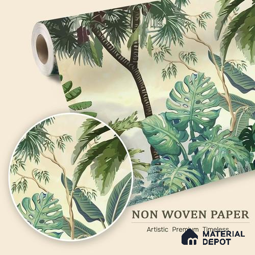 Jungle Garden Wall Mural Illustration Wallpaper Bringing Nature into Interior Spaces | WP 05282 B Non Woven | 150 GSM WP01MTF Paper | (MOQ = 30 Sq. Ft.)