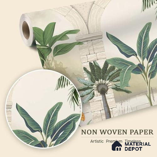 Traditional Mughal Wall Mural Wallpaper of Tropical Plants Birds and Peacock | WP 05283 B Non Woven | 150 GSM WP01MTF Paper | (MOQ = 30 Sq. Ft.)