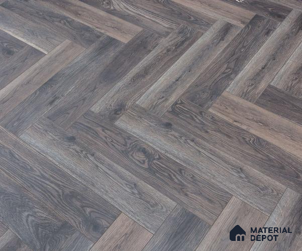HDF Herringbone Real Wood Matte Surface Laminate Wood Floor AC5 Grade LF 00336 Beaconia American Black Walnut 19 x 4 inch (470x95 mm) - 12 mm | Aqua Protect 12 Hours Water Resistance | Anti Static and Stain Resistant | 0.5 mm V Groove | Real Wood Touch Surface | Uniclic Installation | 36 Plank Variations | 25 Years Warranty
