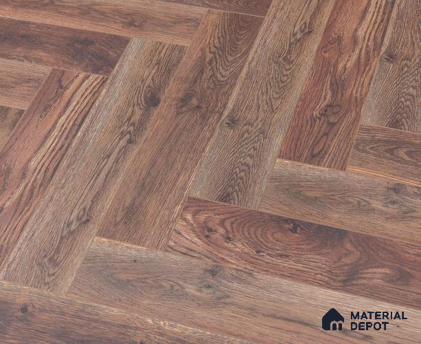 HDF Herringbone Real Wood Matte Surface Laminate Wood Floor AC5 Grade LF 00336 C Beaconia French Oak 19 x 4 inch (470x95 mm) - 12 mm | Aqua Protect 12 Hours Water Resistance | Anti Static and Stain Resistant | 0.5 mm V Groove | Real Wood Touch Surface | Uniclic Installation | 36 Plank Variations | 25 Years Warranty