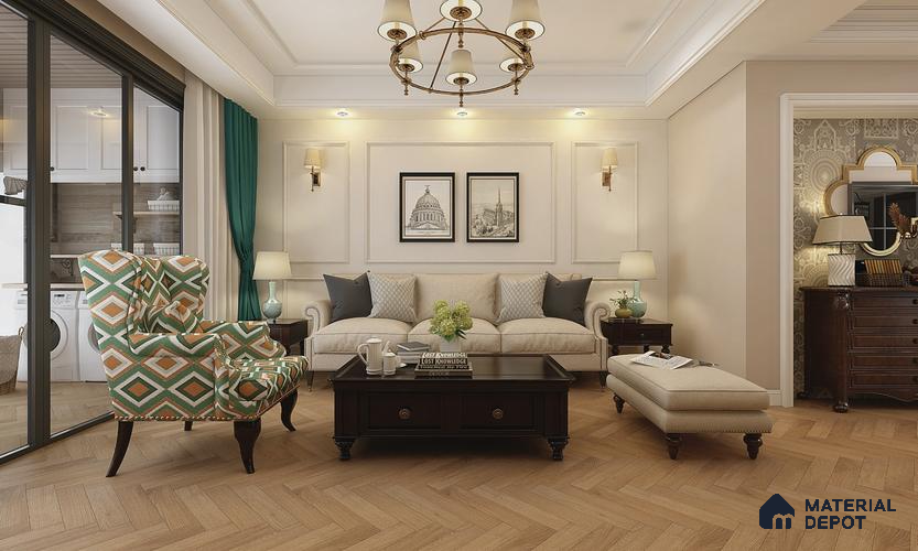 HDF Herringbone Matte Surface Laminate Wood Floor AC5 Grade LF 00332 C Beaconia Hobart Oak 19 x 4 inch (470x95 mm) - 8 mm | Aqua Protect 12 Hours Water Resistance | Anti Static and Stain Resistant | 0.5 mm V Groove | Real Wood Touch Surface | Uniclic Installation | 36 Plank Variations | 20 Years Warranty