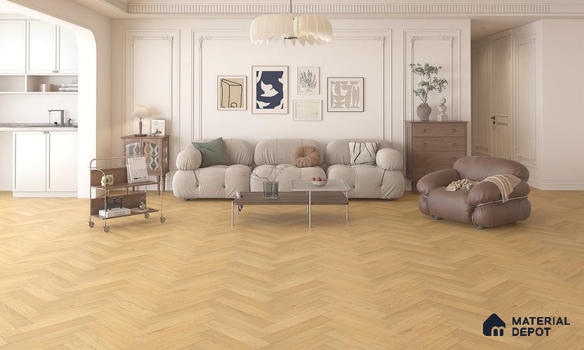 HDF Herringbone Matte Surface Laminate Wood Floor AC5 Grade LF 00332 Beaconia Spartan Oak 19 x 4 inch (470x95 mm) - 8 mm | Aqua Protect 12 Hours Water Resistance | Anti Static and Stain Resistant | 0.5 mm V Groove | Real Wood Touch Surface | Uniclic Installation | 36 Plank Variations | 20 Years Warranty