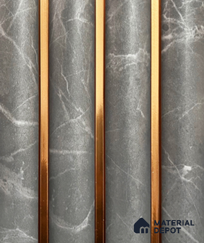 Grey Marble Louver PN 00852 8 ft x 4.9 inch Charcoal Panel - 12 mm | Suitable for Feature Wall, TV Unit & Living Room | Width is Subjected to 5% Variation