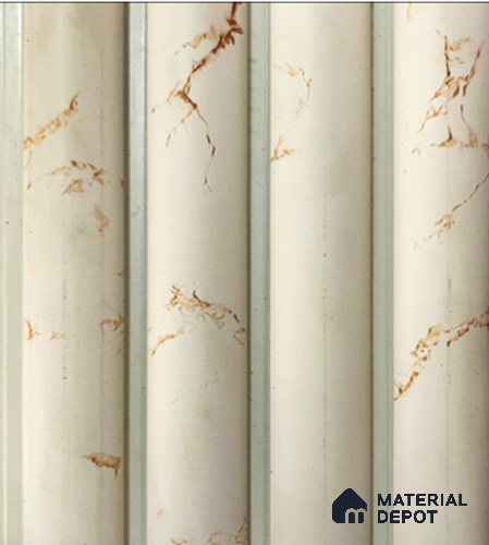 White Marble Look PN 04906 Charcoal Louvers/Panels - 8 ft x 5 inch - 8 mm | Image 01