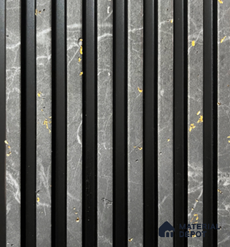 Grey Marble Louver PN 00842 8 ft x 4.9 inch Charcoal Panel - 10 mm | Suitable for Feature Wall, TV Unit & Living Room | Width is Subjected to 5% Variation