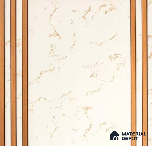 White Marble Louver PN 01649 8 ft x 12 inch Charcoal Panel - 6 mm | Suitable for Feature Wall, TV Unit & Living Room | Width is Subjected to 5% Variation