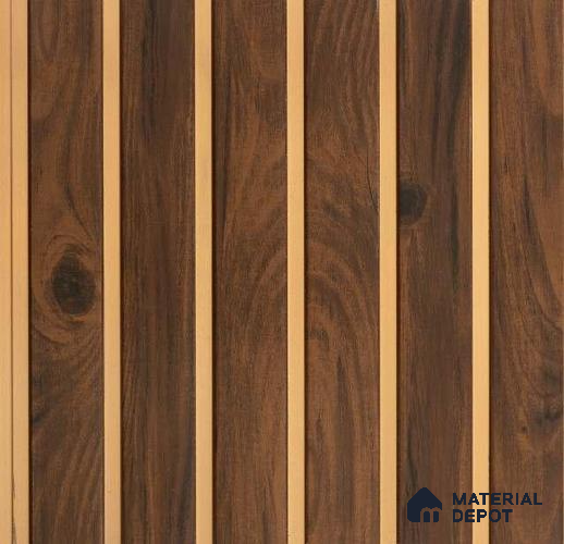 Brown Wooden Louver PN 00544 8 ft x 12 inch Charcoal Panel - 6 mm | Suitable for Feature Wall, TV Unit & Living Room | Width is Subjected to 5% Variation
