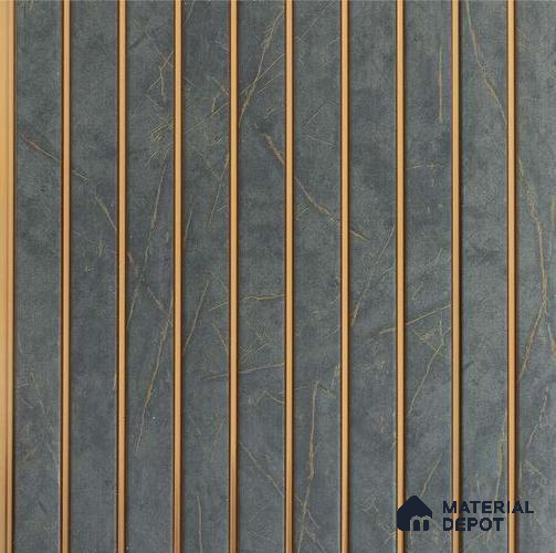 Grey Marble Louver PN 01657 8 ft x 12 inch Charcoal Panel - 6 mm | Suitable for Feature Wall, TV Unit & Living Room | Width is Subjected to 5% Variation