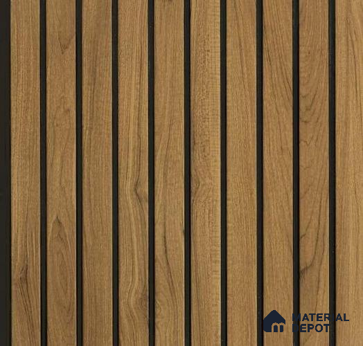 Brown Wooden Louver PN 01658 8 ft x 12 inch Charcoal Panel - 6 mm | Suitable for Feature Wall, TV Unit & Living Room | Width is Subjected to 5% Variation