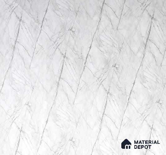 White Marble Look UPVC High Gloss Finish UV Marble Polygranite Sheets 8 ft x 4 ft | PG 00075 - 3 mm