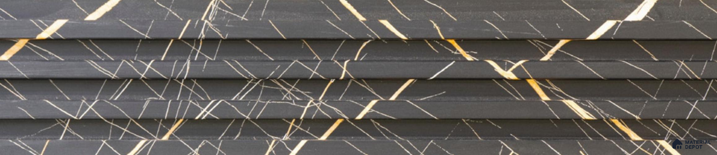 Grey Marble Louver PN 02908 9.5 ft x 6 inch WPC Panel - 23 mm | Suitable for Feature Wall, TV Unit & Living Room | Width is Subjected to 5% Variation