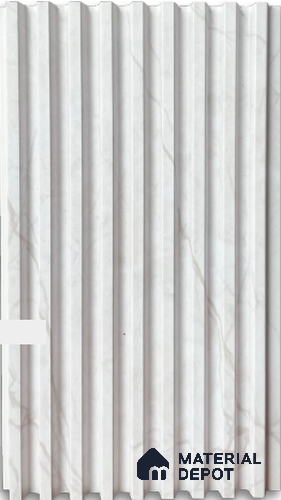 Pearl White Marble Louver PN 03016 J 9.5 ft x 4.9 inch WPC Panel - 12 mm | Suitable for Feature Wall, TV Unit & Living Room | Width is Subjected to 5% Variation