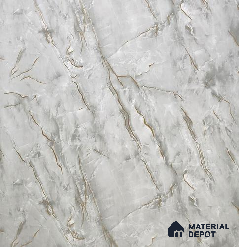 White Marble Look UPVC High Gloss Finish UV Marble Polygranite Sheets 8 ft x 4 ft | PG 00076 - 3 mm