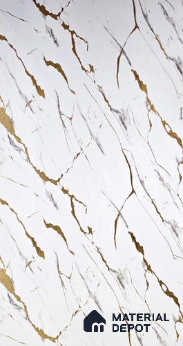White Marble Look UPVC High Gloss Finish UV Marble Polygranite Sheets 8 ft x 4 ft | PG 0071 - 3 mm