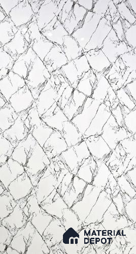 White Marble Look UPVC High Gloss Finish UV Marble Polygranite Sheets 8 ft x 4 ft | LM 21136 - 3 mm