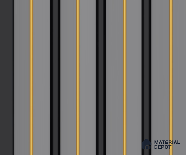 Grey Plain Colour Louver PN 00141 8 ft x 5 inch Charcoal Panel - 12 mm | Suitable for Feature Wall, TV Unit & Living Room | Width is Subjected to 5% Variation