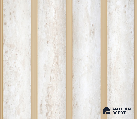 White Marble Louver PN 00149 8 ft x 5 inch Charcoal Panel - 12 mm | Suitable for Feature Wall, TV Unit & Living Room | Width is Subjected to 5% Variation