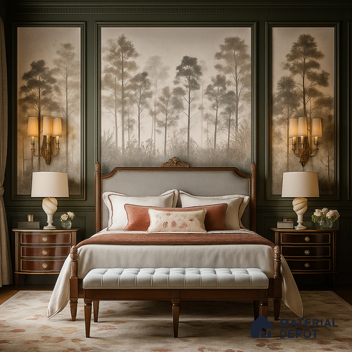 Silent Canopy Mist Tropical Mist Nature Art | WP 03986 B Canvas Texture Finish Tropical Style luxurious Customized size Wallpaper | 250 GSM WP01CNF Paper | (MOQ = 30 Sq. Ft.) | Design change not possible