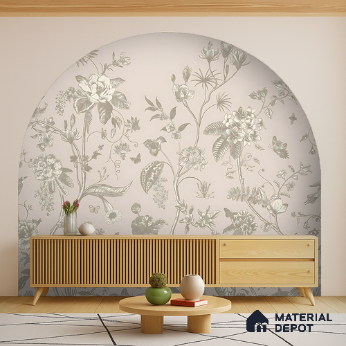 Botanical Manuscript Floral Abstract Nature Art | WP 04005 B Canvas Texture Finish Florals Style luxurious Customized size Wallpaper | 250 GSM WP01CNF Paper | (MOQ = 30 Sq. Ft.)