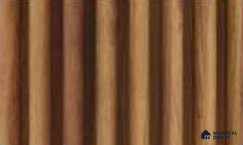 Oak Wood Ocre 10 ft x 0.7 ft (3060x215 mm) Dome Dual Black Design Interior & Exterior Wall & Ceiling Panel - 20 mm | Suitable for Balcony, Facade & Open Area | Width is Subjected to 5% Variation