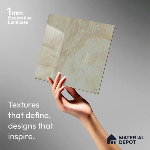Beige Marble Look LM 02786 Volcano Marble 8 ft x 4 ft Glassious Flute Finish Decorative Laminate - 1 mm | Suitable for TV Unit, Wardrobe, Kitchen Cabinets