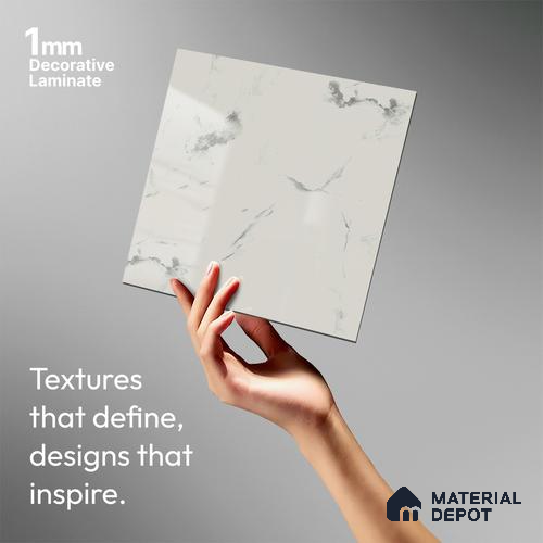 Beige Marble Look LM 02795 White Panda Marble 8 ft x 4 ft Mirror Glossy Finish Decorative Laminate - 1 mm | Suitable for TV Unit, Wardrobe, Kitchen Cabinets