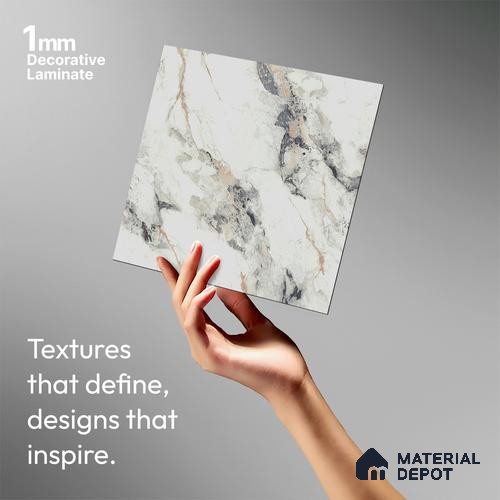 White Marble Look LM 02801 Safroni Marble 8 ft x 4 ft Zero Soft Matt Finish Decorative Laminate - 1 mm | Suitable for TV Unit, Wardrobe, Kitchen Cabinets