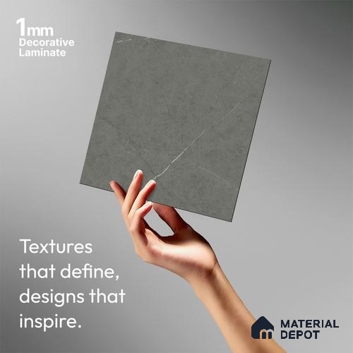 Grey Marble Look LM 02803 Cementro Dark 8 ft x 4 ft Zero Soft Matt Finish Decorative Laminate - 1 mm | Suitable for TV Unit, Wardrobe, Kitchen Cabinets