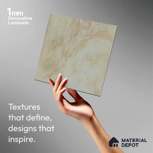 Beige Marble Look LM 02806 Volcano Ivory Marble 8 ft x 4 ft Natural Thermal Stone Finish Decorative Laminate - 1 mm | Suitable for TV Unit, Wardrobe, Kitchen Cabinets