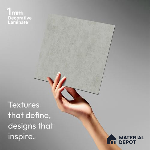 Grey Marble Look LM 02812 Tuffalo Light 8 ft x 4 ft Natural Thermal Stone Finish Decorative Laminate - 1 mm | Suitable for TV Unit, Wardrobe, Kitchen Cabinets