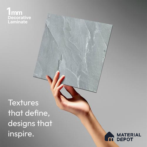 Grey Marble Look LM 02817 Tundra Light 8 ft x 4 ft River Pebble Stone Finish Decorative Laminate - 1 mm | Suitable for TV Unit, Wardrobe, Kitchen Cabinets