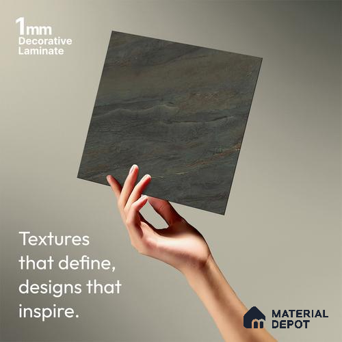 Grey Marble Look LM 02818 Darkened Rock 8 ft x 4 ft Fine Sand Stone Finish Decorative Laminate - 1 mm | Suitable for TV Unit, Wardrobe, Kitchen Cabinets