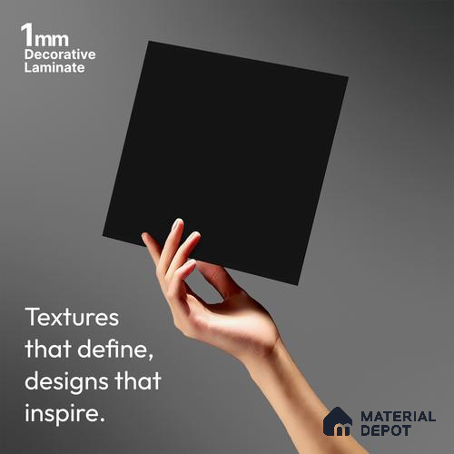 Textured Solid Look LM 02827 Natural Black 8 ft x 4 ft Stone Finish Decorative Laminate - 1 mm | Suitable for TV Unit, Wardrobe, Kitchen Cabinets