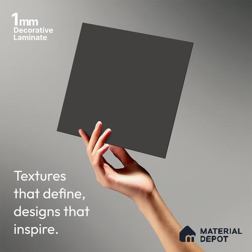 Textured Solid Look LM 02828 Dark Grey 8 ft x 4 ft Stone Finish Decorative Laminate - 1 mm | Suitable for TV Unit, Wardrobe, Kitchen Cabinets