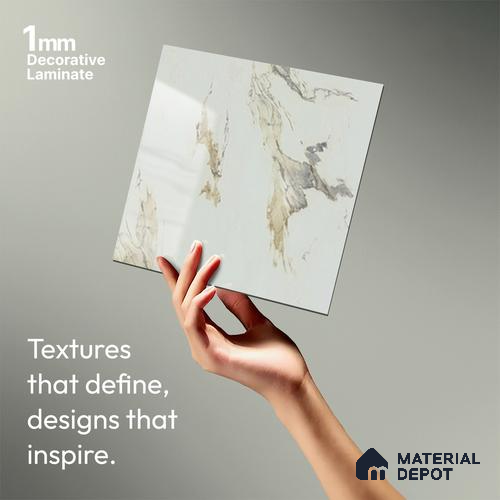 Marble Look LM 01703 Creamy Venetino 8 ft x 4 ft High Gloss Finish Decorative Laminate - 1 mm | Suitable for TV Unit, Wardrobe, Kitchen Cabinets
