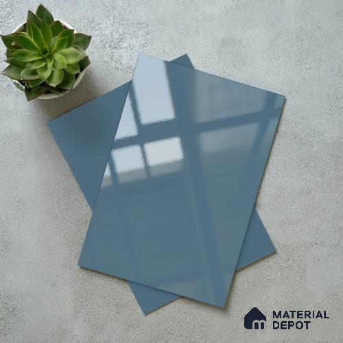 Solid Colors Look LM 01732 Morning Blue 8 ft x 4 ft High Gloss Finish Decorative Laminate - 1 mm | Suitable for Living Room, Kitchen, Office