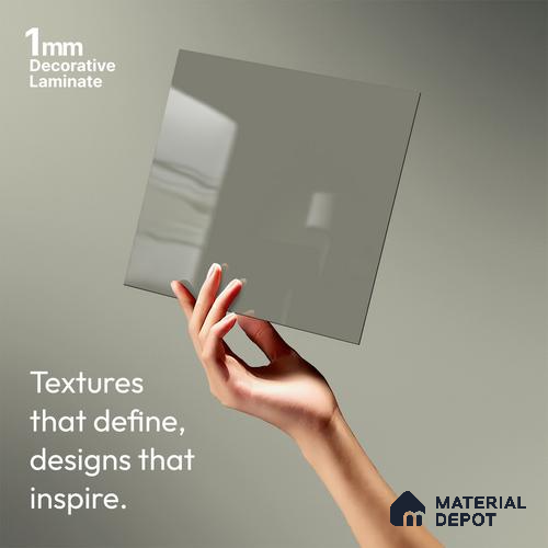 Solid Colors Look LM 01729 Light Grey 8 ft x 4 ft High Gloss Finish Decorative Laminate - 1 mm | Suitable for Living Room, Kitchen, Office
