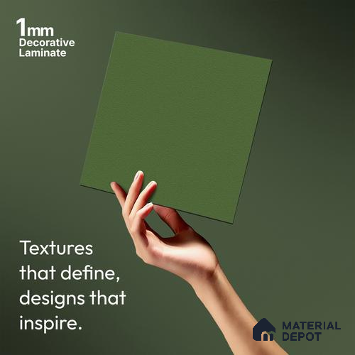 Solid Colors Look LM 01771 Parrot Green 8 ft x 4 ft Suede Finish Decorative Laminate - 1 mm | Suitable for Living Room, Kitchen, Office
