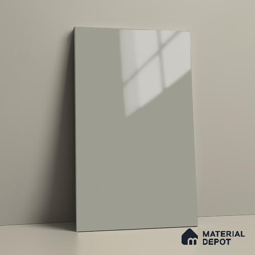 Grey Solid Colors Look LM 03032 Light Grey 8 ft x 4 ft Extra Glossy Finish Decorative Laminate - 1 mm | Suitable for Living Room, Kitchen, Office