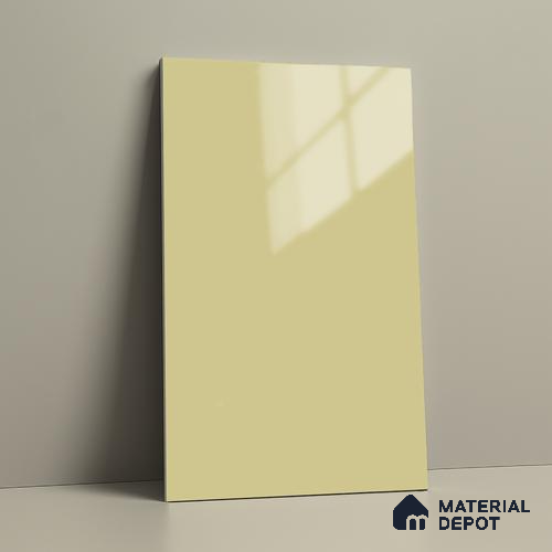 Creamy Beige Solid Colors Look LM 03034 Creama 8 ft x 4 ft Extra Glossy Finish Decorative Laminate - 1 mm | Suitable for Living Room, Kitchen, Office