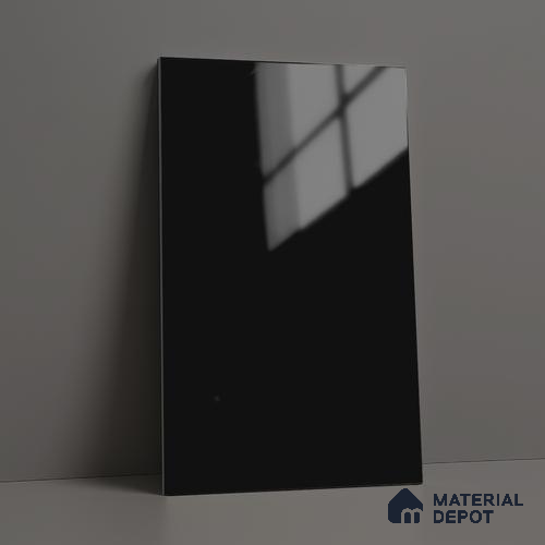 Black Solid Colors Look LM 03037 Natural Black 8 ft x 4 ft Extra Glossy Finish Decorative Laminate - 1 mm | Suitable for Living Room, Kitchen, Office