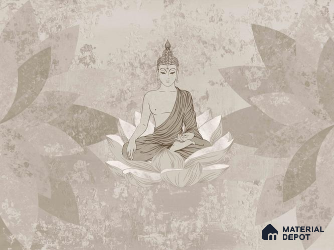 BUD - 01B | Bhuddha Series Abstract Look 52 inches Economy Paper (Customized Size Wallpaper)