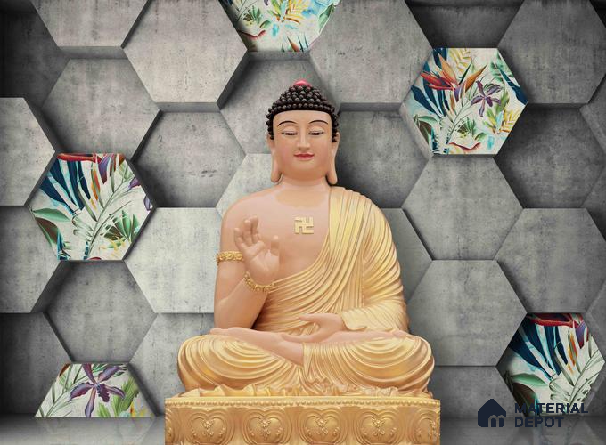 BUD - 06 | Bhuddha Series Abstract Look 52 inches Economy Paper (Customized Size Wallpaper)
