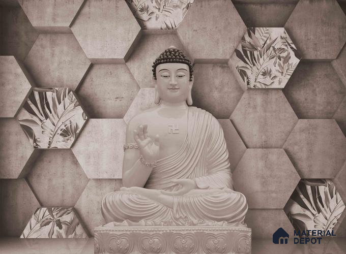 BUD - 06B | Bhuddha Series Abstract Look 50 inches Premium Paper (Customized Size Wallpaper)