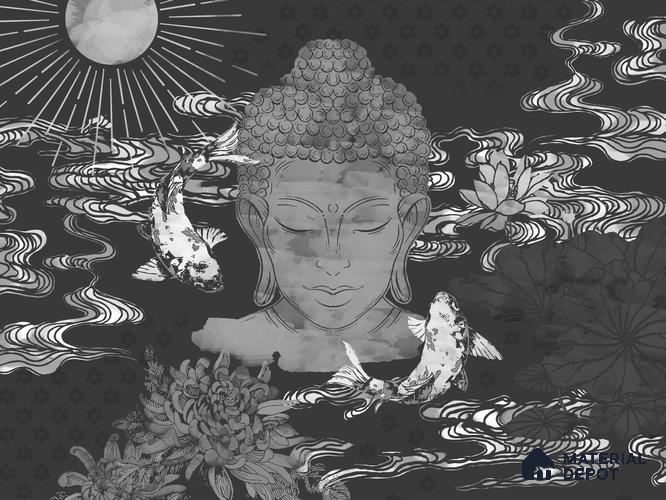 BUD - 16A | Bhuddha Series Abstract Look 50 inches Premium Paper (Customized Size Wallpaper)