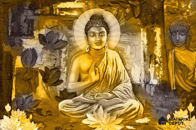 BUD - 18 | Bhuddha Series Abstract Look 40 inches Sandblast Paper (Customized Size Wallpaper)